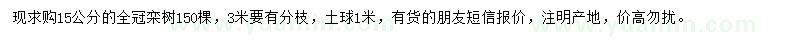 求購15公分欒樹