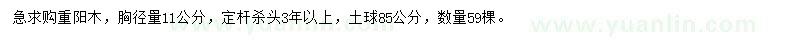 求購胸徑量11公分重陽木
