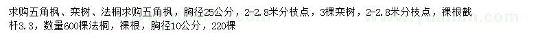 求購(gòu)五角楓、欒樹(shù)、法桐