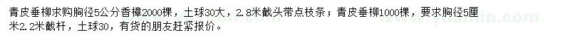 求購胸徑5公分香樟