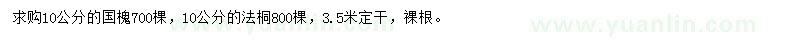 求購(gòu)10公分法桐、國(guó)槐