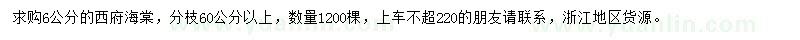 求購6公分西府海棠