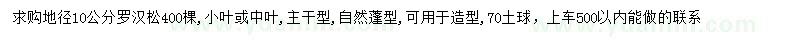 求購地徑10公分羅漢松