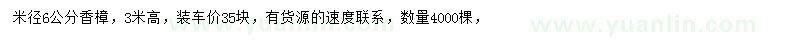求購米徑6公分香樟 