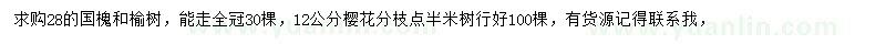 求購(gòu)國(guó)槐、榆樹(shù)、櫻花