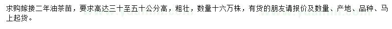 求購高30-50公分油茶苗