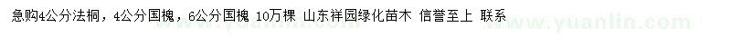 求購4公分法桐、4、6公分國槐
