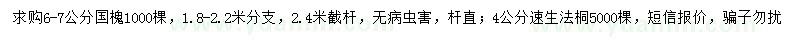 求購6-7公分國槐、4公分速生法桐
