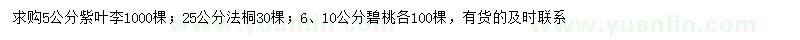 求購紫葉李、法桐、碧桃