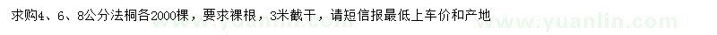 求購(gòu)4、6、8公分法桐