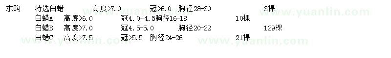 求購16-30公分白蠟
