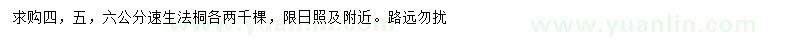 求購4、5、6公分速生法桐