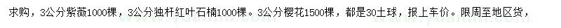 求購紫薇、紅葉石楠、櫻花