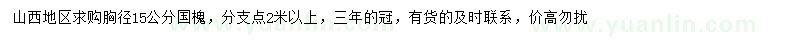 求購胸徑15公分國槐