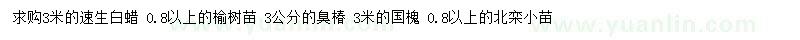 求購速生白蠟、榆樹、臭椿等