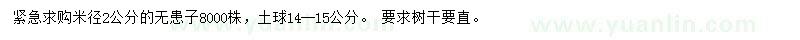 求購米徑2公分無(wú)患子