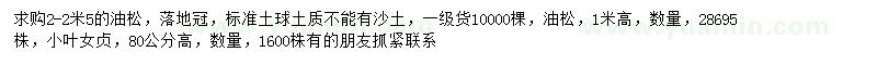 求購(gòu)油松、小葉女貞