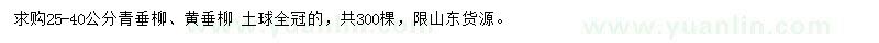 求購25-40公分青垂柳、黃垂柳