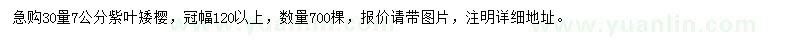 求購30量7公分紫葉矮櫻