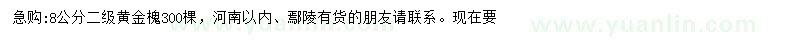 求購(gòu)8公分黃金槐