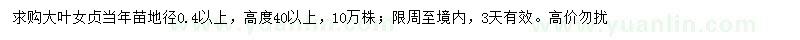 求購地徑0.4公分以上大葉女貞小苗
