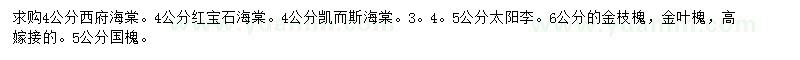求購(gòu)西府海棠、紅寶石海棠、凱而斯海棠等