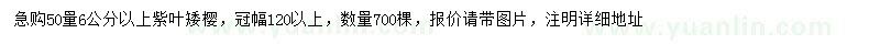 求購50量6公分以上紫葉矮櫻