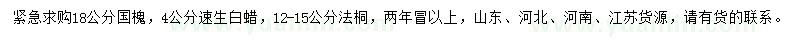 求購國槐、速生白蠟、法桐