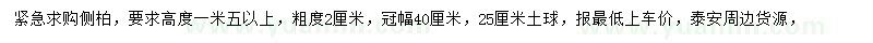 求購(gòu)高1.5米以上側(cè)柏
