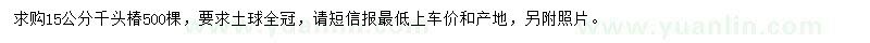 求購(gòu)15公分千頭椿