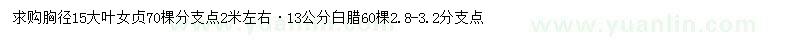 求購15公分大葉女貞、13公分白臘