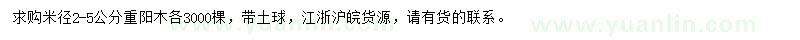 求購米徑2-5公分重陽木