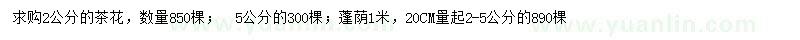 求購2、5公分茶花