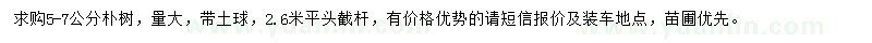 求購(gòu)5-7公分截桿樸樹(shù)
