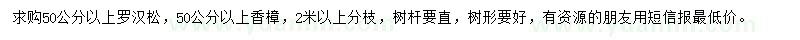 求購羅漢松、香樟