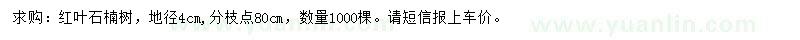 求購(gòu)地徑4公分紅葉石楠樹