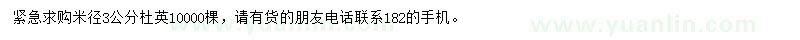 求購米徑3公分杜英