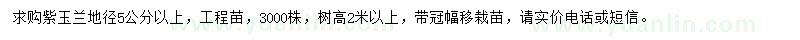 求購(gòu)地徑5公分以上紫玉蘭