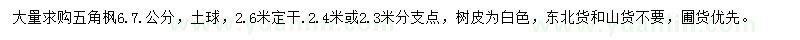 求購6、7公分五角楓