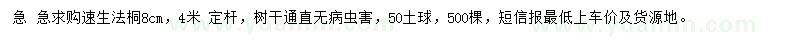 求購8公分速生法桐