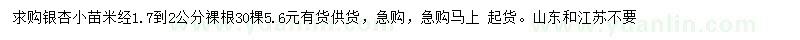 求購米徑1.7-2公分銀杏