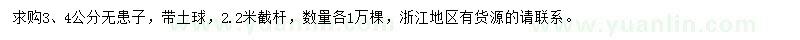 求購3、4公分無患子