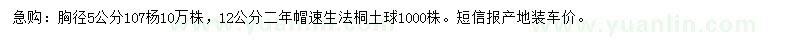 求購胸徑5公分107楊