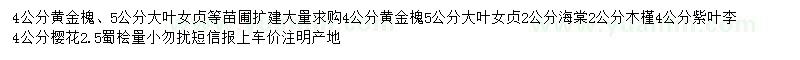 求購黃金槐、大葉女貞、海棠等