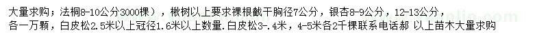 求購法桐、楸樹、銀杏等