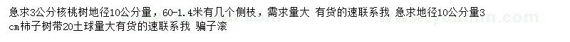求購(gòu)3公分核桃樹(shù)、柿子樹(shù)