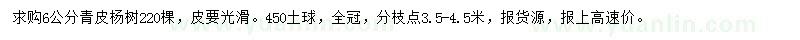 求購6公分青皮楊樹