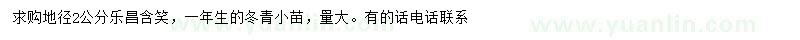 求購地徑2公分樂昌含笑、冬青小苗