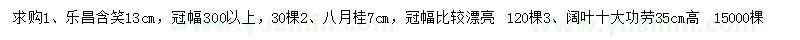 求購樂昌含笑、八月桂、闊葉十大功勞