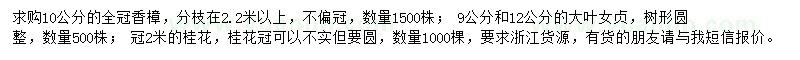 求購(gòu)香樟、桂花、女貞